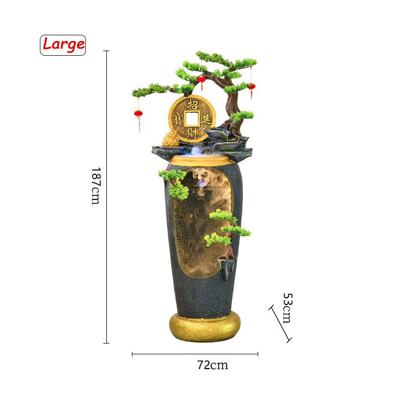 CHENYISHI Fuente de agua LED de estilo chino que fluye Paisajismo del hogar Sala de estar Balcón Entrada al jardín Sala de té Adornos de piso 