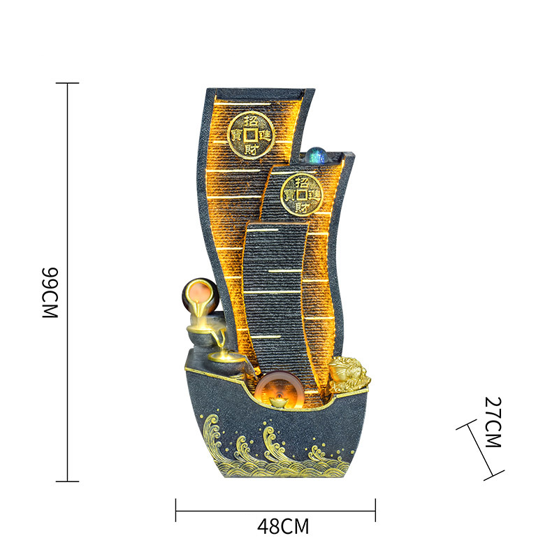 CHENYISHI Adornos de la fortuna con agua corriente Fuente circulante Rueda de Feng Shui Muebles para sala de estar Balcón Fuente interior 