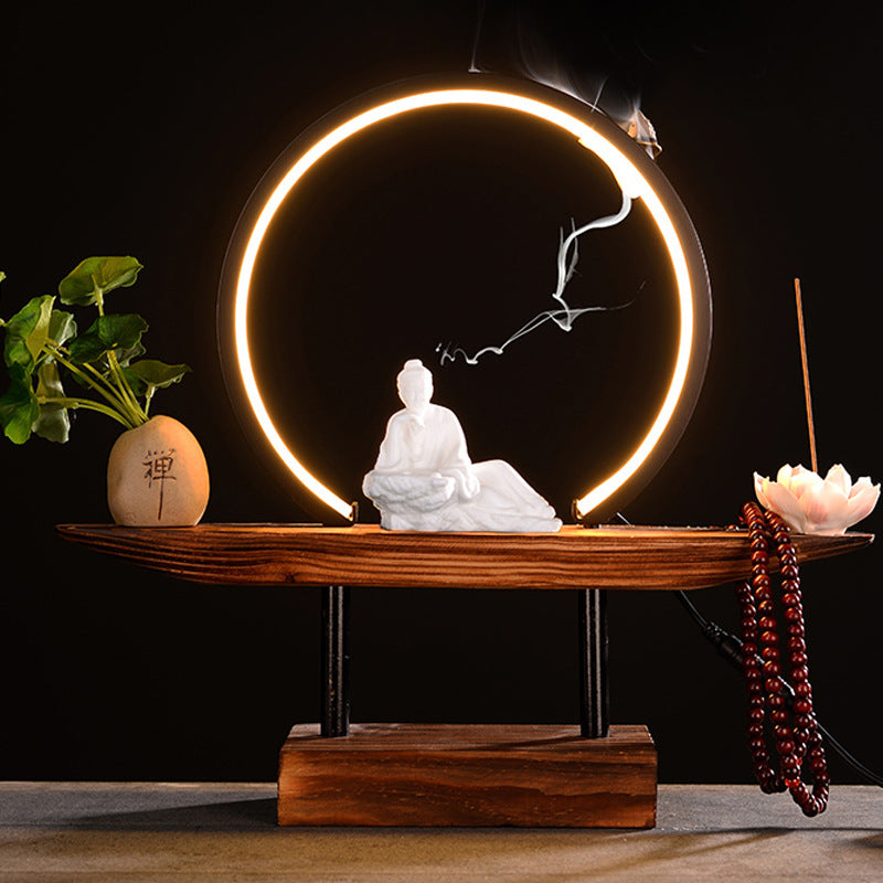 CHENYISHI Chinese Style Ornaments Large Ornaments For Living Room Creative Zen LED Lamp Circle Backflow Incense Burner