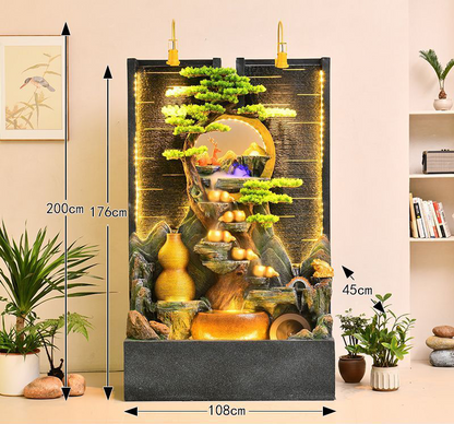 CHENYISHI Feng Shui Simple Zen Cortina de agua redonda Muro Rocalla Fuente Adornos Entrada de empresa Pantalla de agua Decoración de piso 