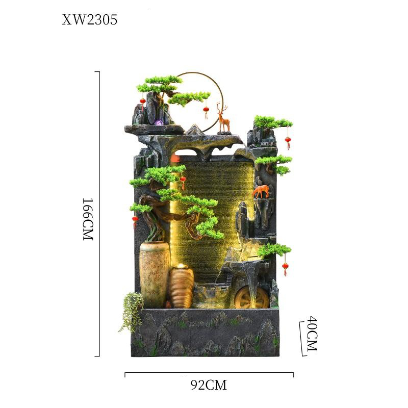 CHENYISHI Fuente de pared con cortina de agua para patio con rocalla, fuente de agua corriente, paisaje con agua circulante, decoración de pecera 