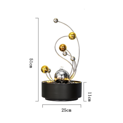 CHENYISHI Fuente de agua de acero inoxidable para interiores, luz de la suerte, adornos de agua corriente de lujo, artesanías de escritorio de hierro forjado modernas 