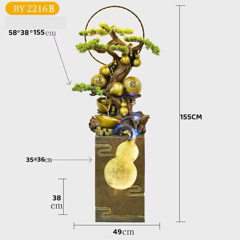 CHENYISHIAdorno de fuente de agua corriente con forma de calabaza de estilo chino, adorno para entrada de sala de estar, inauguración de tienda, regalo para el nuevo hogar, decoración de la suerte 