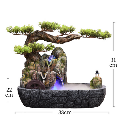 CHENYISHI Venta al por mayor Fuente de agua corriente de rocalla de estilo chino Bonsai Sala de estar interior Adornos de escritorio de pino Feng Shui acogedores 