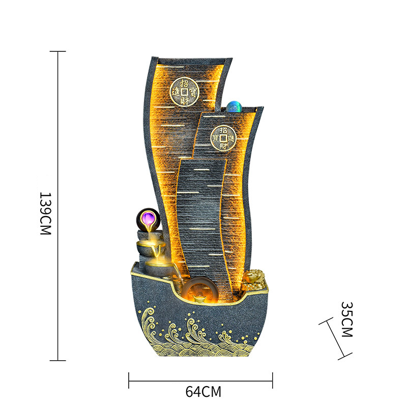 CHENYISHI Adornos de la fortuna con agua corriente Fuente circulante Rueda de Feng Shui Muebles para sala de estar Balcón Fuente interior 