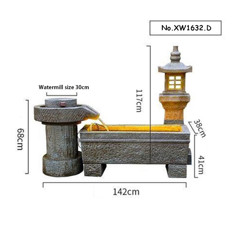 CHENYISHI Courtyard Stone Mill Alpine Water Fountain Ornaments Roof Balcony Garden Decoration Fish Pond Rockery Landscape Decor