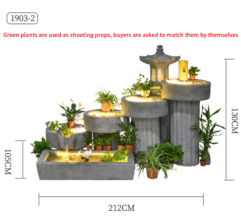 CHENYISHI Japanese Zen Garden Pastoral Courtyard Landscaping Layout Home Garden Balcony Terrace Water Fountain Fish Pond Landscape