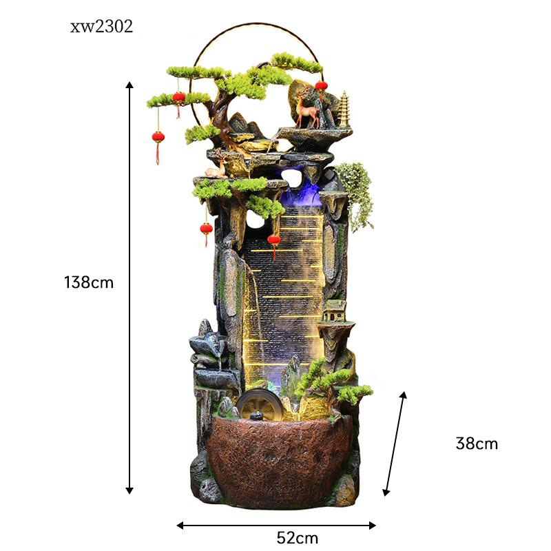 CHENYISHI Fuente de pared con cortina de agua para patio con rocalla, fuente de agua corriente, paisaje con agua circulante, decoración de pecera 