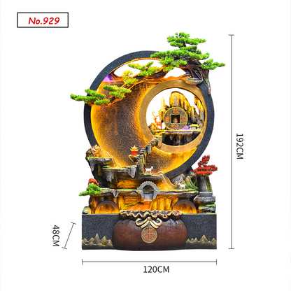 CHENYISHI Large Water Curtain Wall Rockery Flowing Water Fountain Decoration Living Room Office Courtyard Villa Fortune Lucky Ornaments