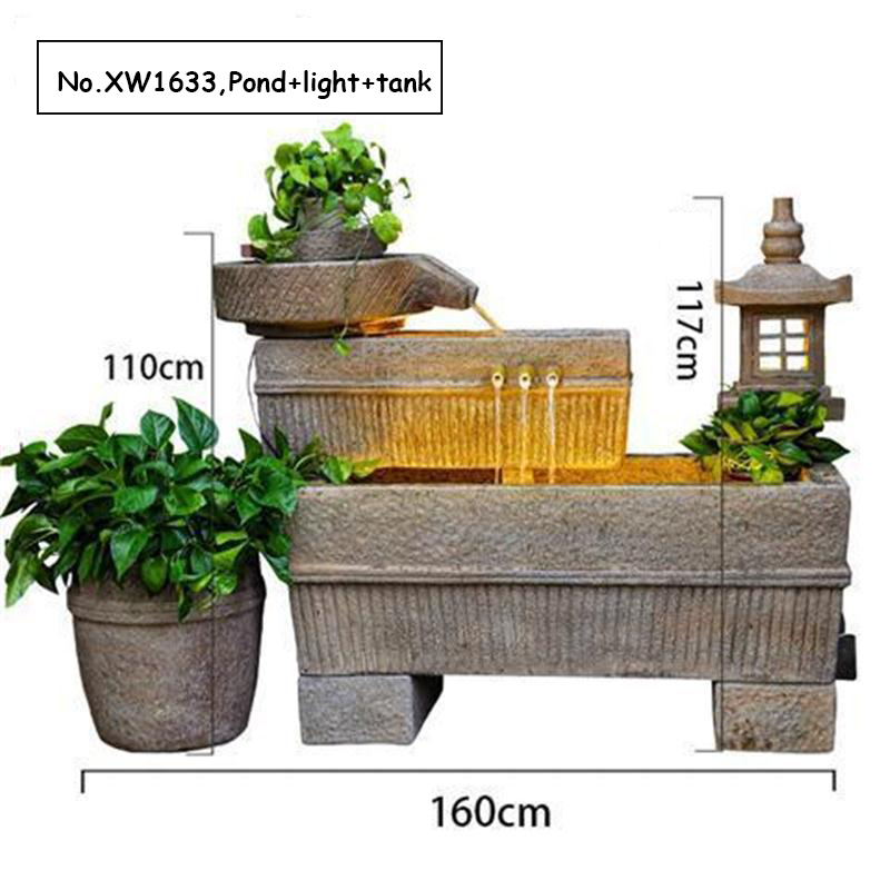 CHENYISHI Courtyard Stone Mill Alpine Water Fountain Ornaments Roof Balcony Garden Decoration Fish Pond Rockery Landscape Decor