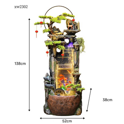 CHENYISHI Fuente de pared con cortina de agua para patio con rocalla, fuente de agua corriente, paisaje con agua circulante, decoración de pecera 