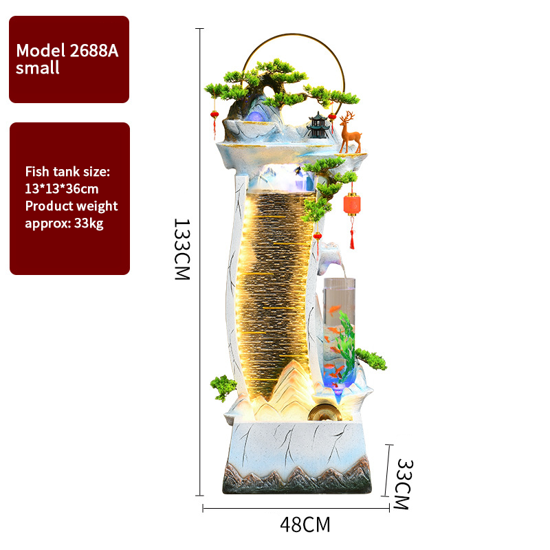 CHENYISHI Adornos de agua corriente Fuente de agua circulante Luz moderna Sala de estar de lujo para el hogar Decoración del piso del vestíbulo del tanque de peces de la suerte 