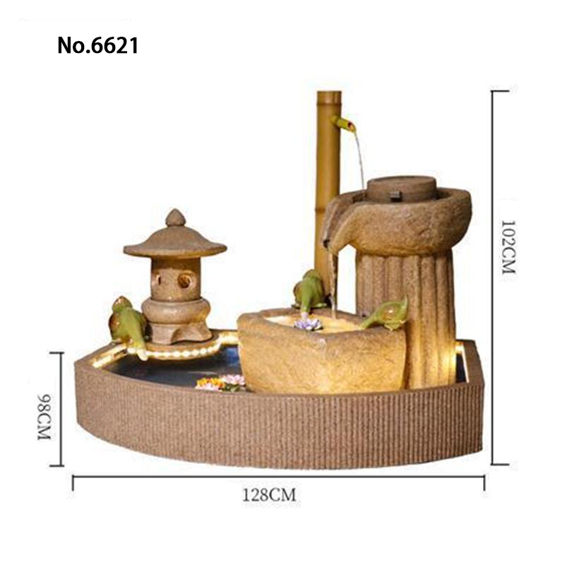 نافورة مياه يابانية ريفية من CHENYISHI، فناء من الحجر الرملي، منظر طبيعي، بركة أسماك، زخارف مائية متدفقة، نافورة صخرية 
