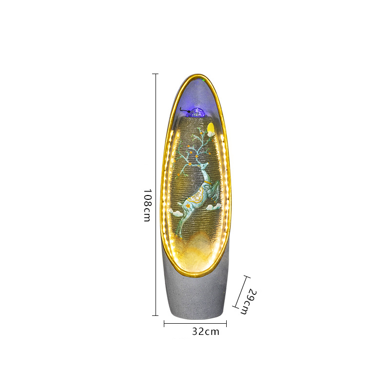 CHENYISHI Fuente de agua corriente LED para sala de estar, oficina, adornos que mejoran la fortuna, decoración del hogar Feng Shui, bola de cristal, decoración de piso 