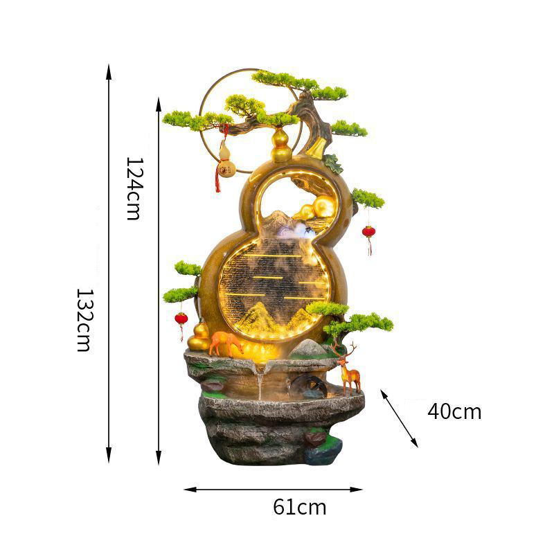 CHENYISHI Feng Shui Simple Zen Cortina de agua redonda Muro Rocalla Fuente Adornos Entrada de empresa Pantalla de agua Decoración de piso 