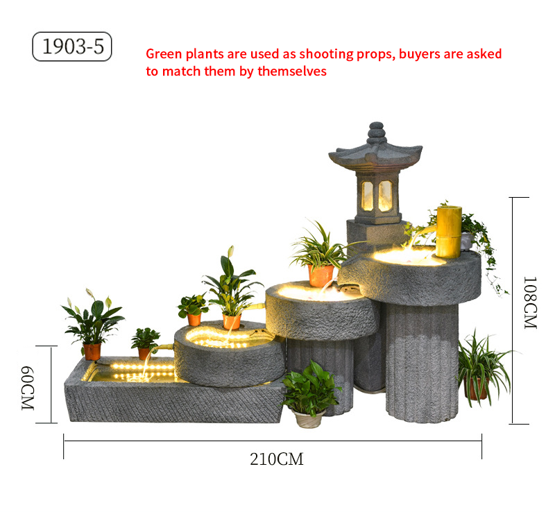 CHENYISHI Japanese Zen Garden Pastoral Courtyard Landscaping Layout Home Garden Balcony Terrace Water Fountain Fish Pond Landscape