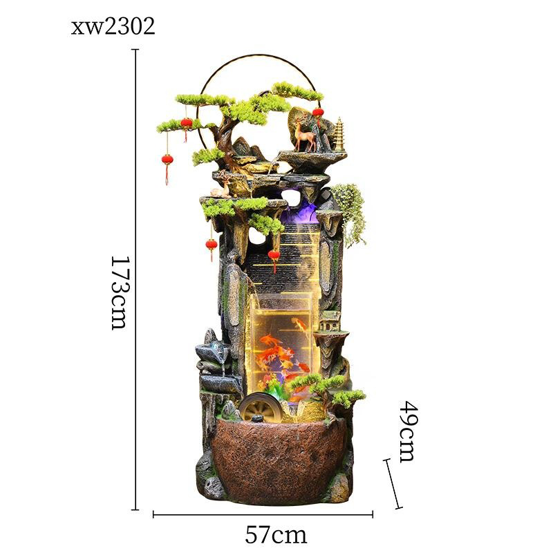 CHENYISHI Fuente de pared con cortina de agua para patio con rocalla, fuente de agua corriente, paisaje con agua circulante, decoración de pecera 