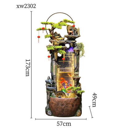 CHENYISHI Fuente de pared con cortina de agua para patio con rocalla, fuente de agua corriente, paisaje con agua circulante, decoración de pecera 