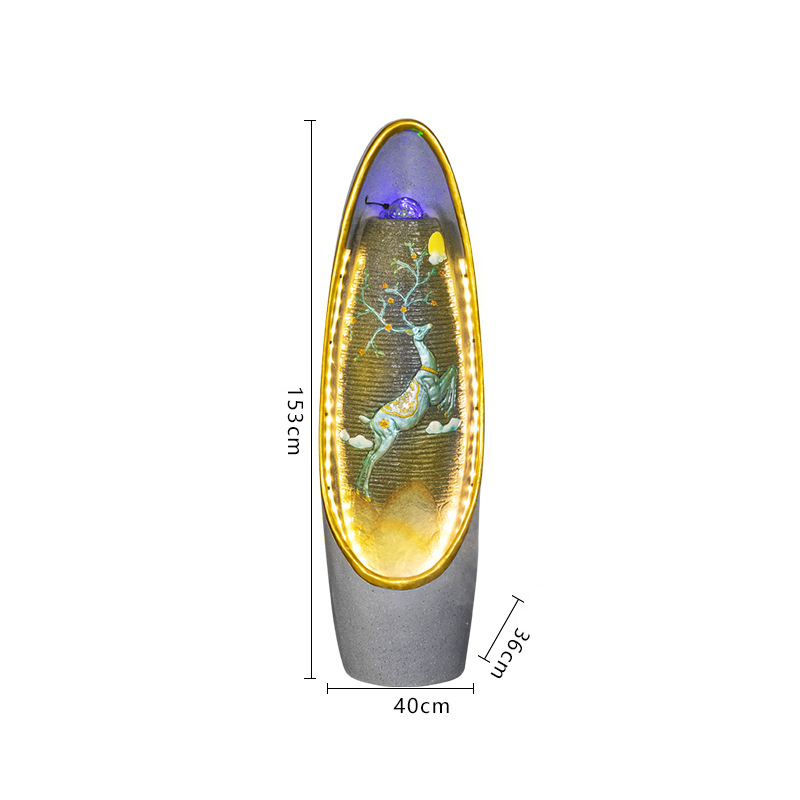 CHENYISHI Fuente de agua corriente LED para sala de estar, oficina, adornos que mejoran la fortuna, decoración del hogar Feng Shui, bola de cristal, decoración de piso 