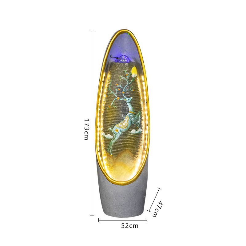 CHENYISHI Fuente de agua corriente LED para sala de estar, oficina, adornos que mejoran la fortuna, decoración del hogar Feng Shui, bola de cristal, decoración de piso 