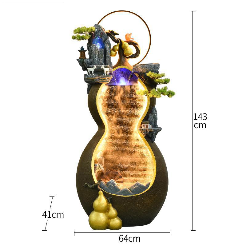 Adornos de agua que fluyen con calabazas CHNEYISHI para atraer riqueza, oficina, sala de estar, Feng Shui, paisaje de agua con rocalla, estilo nacional de alta gama 