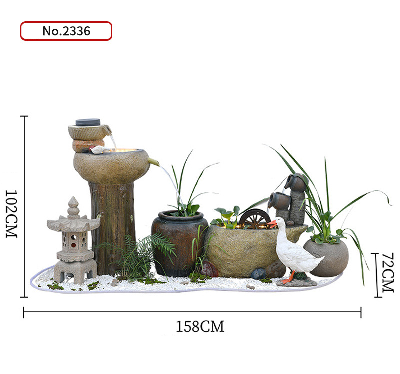 CHENYISHI Japanese Zen Garden Pastoral Courtyard Landscaping Layout Home Garden Balcony Terrace Water Fountain Fish Pond Landscape