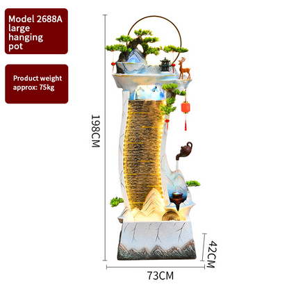 CHENYISHI Adornos de agua corriente Fuente de agua circulante Luz moderna Sala de estar de lujo para el hogar Decoración del piso del vestíbulo del tanque de peces de la suerte 