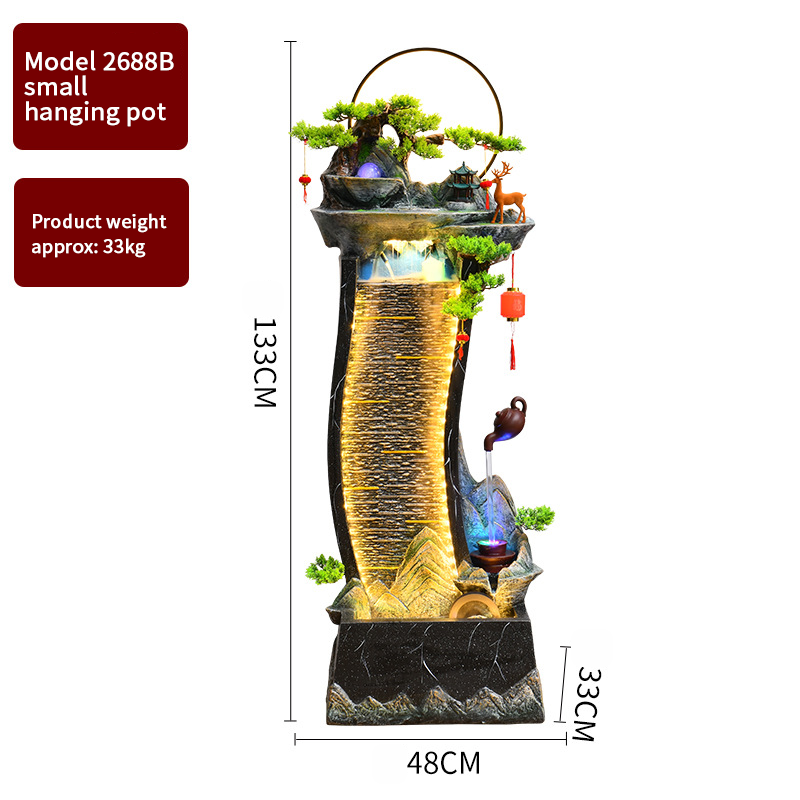 CHENYISHI Adornos de agua corriente Fuente de agua circulante Luz moderna Sala de estar de lujo para el hogar Decoración del piso del vestíbulo del tanque de peces de la suerte 