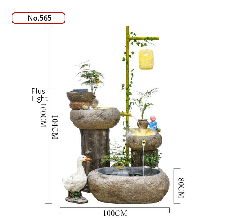 CHENYISHI Japanese Zen Garden Pastoral Courtyard Landscaping Layout Home Garden Balcony Terrace Water Fountain Fish Pond Landscape