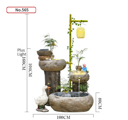 CHENYISHI Japanese Zen Garden Pastoral Courtyard Landscaping Layout Home Garden Balcony Terrace Water Fountain Fish Pond Landscape