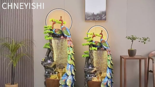 CHENYISHI Chinese Style Peacock Creative Rockery Flowing Water Fountain Ornaments Living Room Balcony Entrance Hotel Fengshui Ornaments