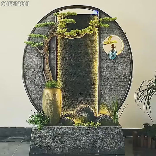 CHENYISHI Large Water Zen Fountain Pool Garden Waterscape B&B Landscaping Balcony Fish Pond Rockery Double-sided Flowing Water Ornaments