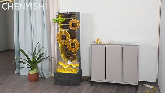 CHENYISHI Chinese-style Flowing Water Fountain Attracts Wealth And Treasures Water Curtain Wall Office Zen Water Fountain For Home Decor