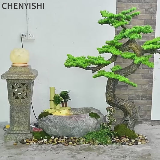 CHENYISHI Japanese Zen Garden Pastoral Courtyard Landscaping Layout Home Garden Balcony Terrace Water Fountain