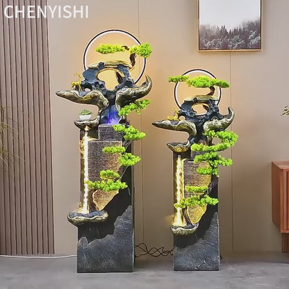 CHENYISHI Nuevo vestíbulo de hotel de estilo chino, adornos que mejoran la fortuna, gran muro cortina de agua, fuente de agua corriente, decoración de entrada 