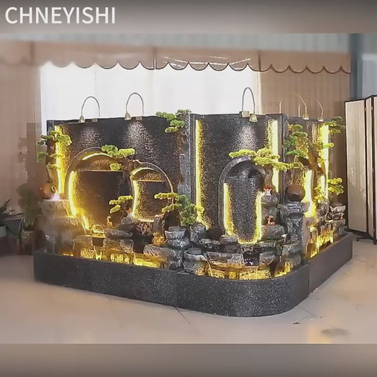 CHENYISHI Water Curtain Wall Flowing Water Entrance Screen Rockery Fountain Outdoor Garden Courtyard Landscaping Fish Pond