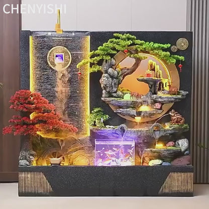 CHENYISHI Large Water Curtain Wall Rockery Flowing Water Fountain Decoration Living Room Office Courtyard Villa Fortune Lucky Ornaments