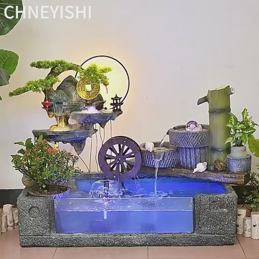 CHENYISHI Rockery Flowing Water Fountain Fish Pond Circulating Water Living Room Balcony Fish Tank Courtyard Fish Pond Company Hotel Decor