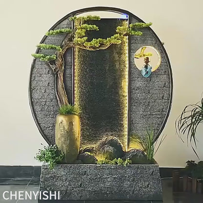 CHNEYISHI Fuente de agua grande Zen para piscina, jardín, paisaje acuático, B&amp;B, paisajismo, balcón, estanque de peces, rocalla, adornos de agua que fluyen de doble cara 