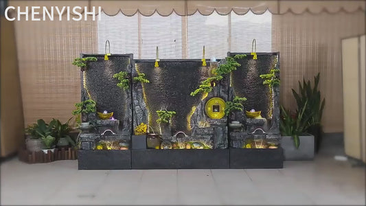 CHNEYISHI Water Curtain Wall Rockery Flowing Water Fountain Landscape Water Feature Wall Wealth-promoting Ornaments Home Decor