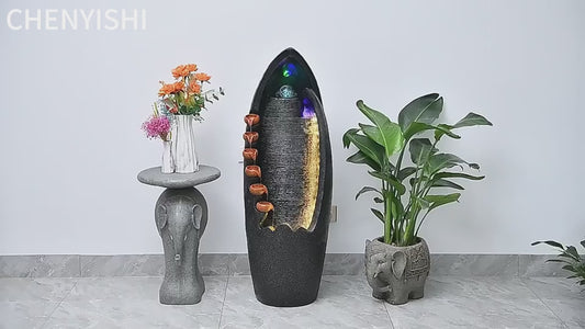 CHENYISHI Creative Circulating Water Ornaments Living Room Store Fortune Feng Shui Ball Transfer Ball Fountain Rockery LED Water Feature