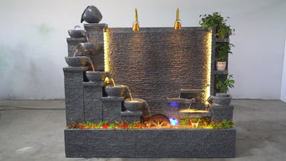 Fuente de cascada para exteriores de 6,56 pies, decoración para jardín, casa, villa, regalo de lujo, cascada grande, venta al por mayor de fábrica 