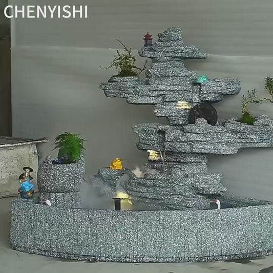 CHENYISHI Large Rockery Flowing Water Fountain Ornaments Villa Courtyard Fish Pond Outdoor Garden Balcony Corner Fish Tank Decoration