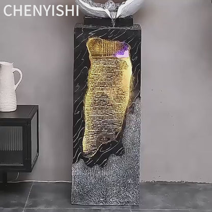 CHNEYISHI Nueva fuente de agua corriente de estilo chino Adornos de agua circulante Decoración de interiores de sala de estar de piso a techo 