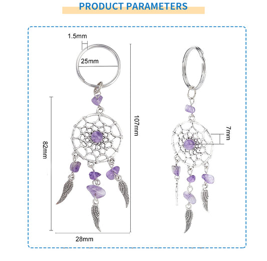 Natural Chip Gemstone Dreamcatcher Keychain