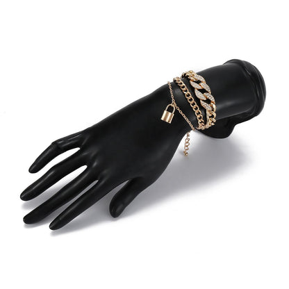 Brazalete de cadena gruesa de metal pesado con candado estilo punk bohemio para mujer y hombre, pulsera estilo steampunk con dijes para pareja y amigos, joyería