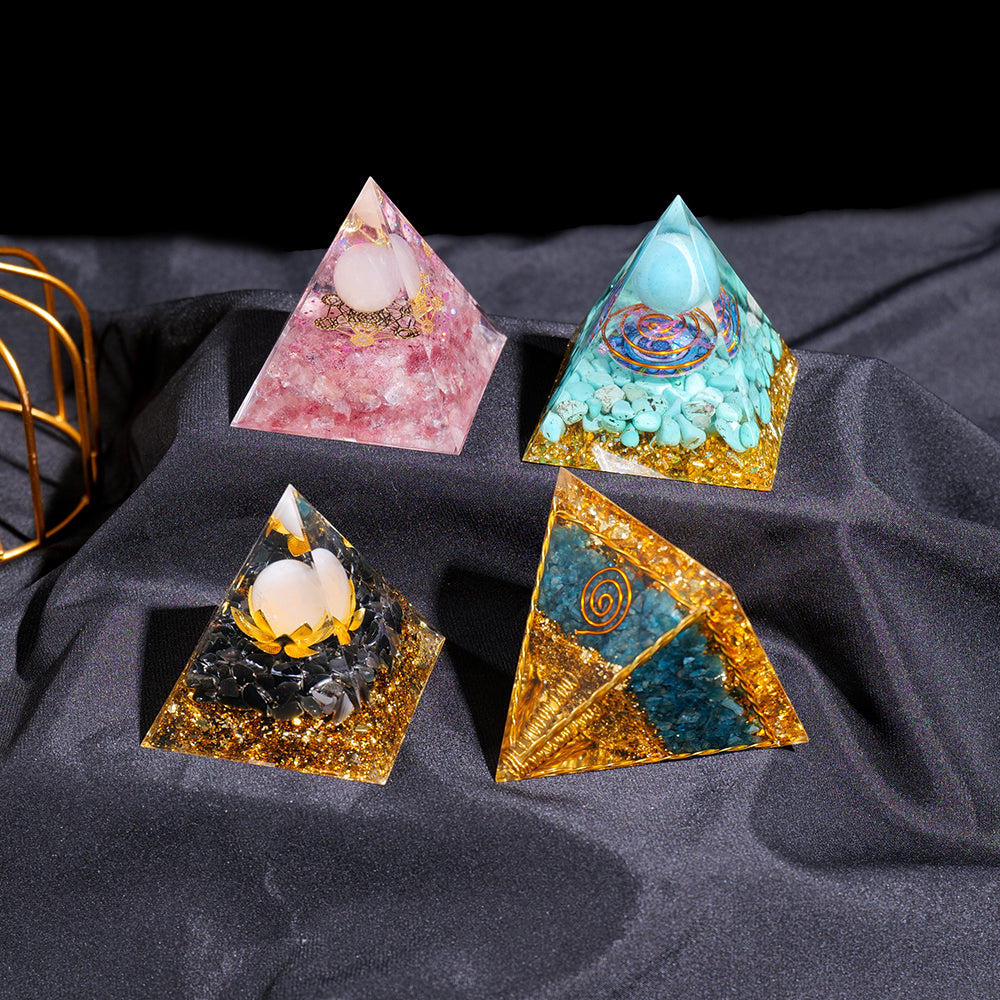 1pc Seven Chakra Orgone Pyramid Natural Crystal Gravel Treatment Tower Gemstone Reiki Home Decorate