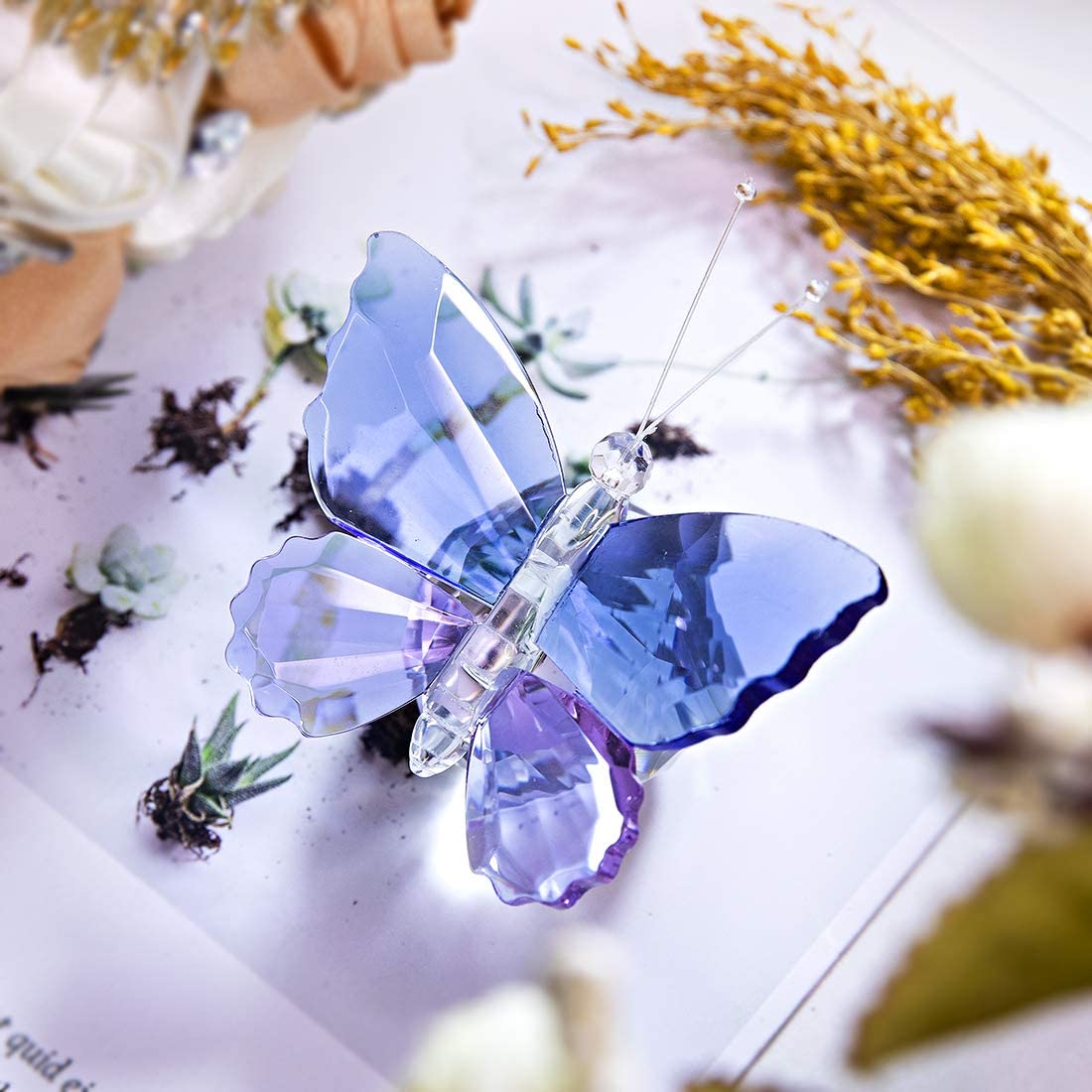 Crystal Cut Butterfly Animal Ornament Decoration for Office Table Home Bedroom