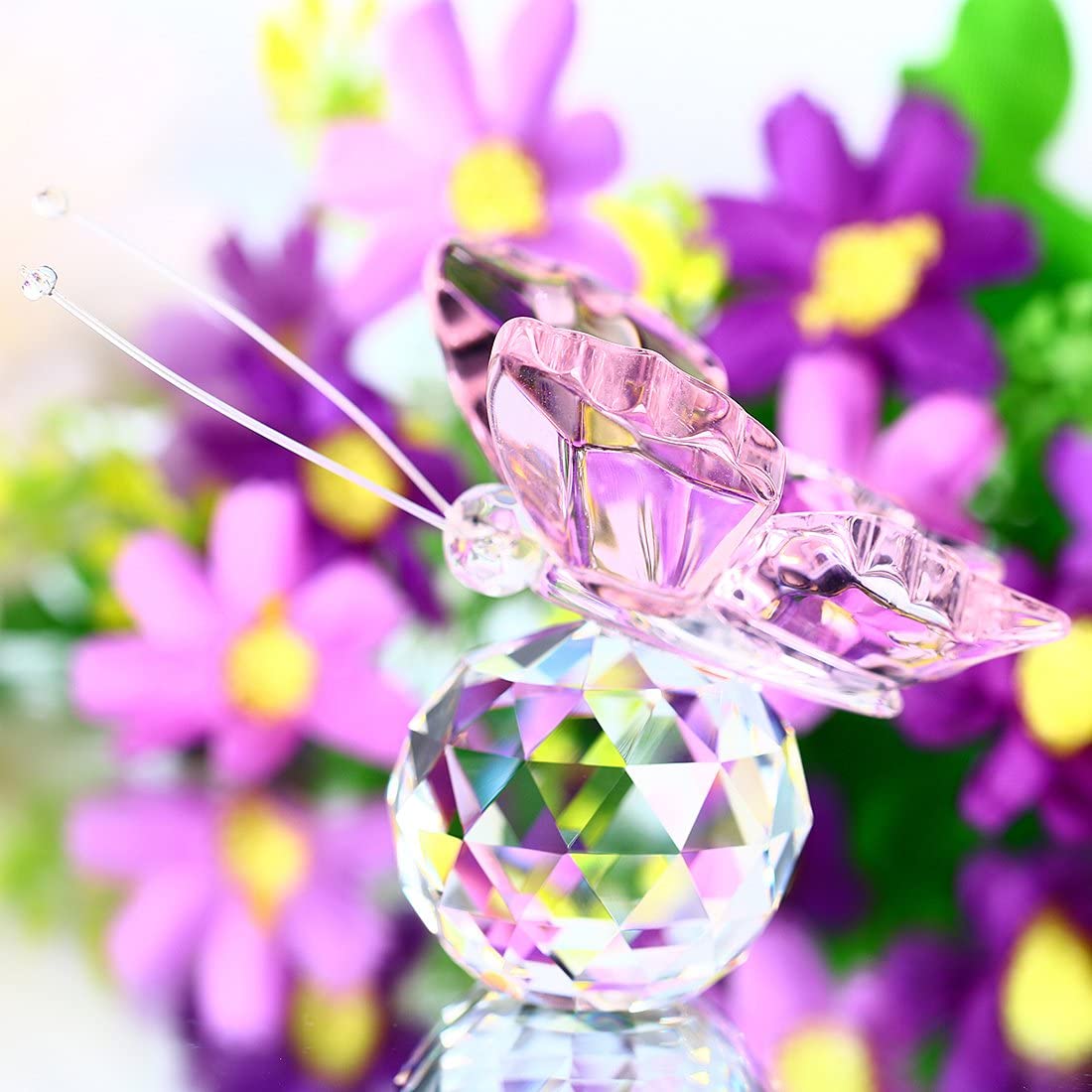 Adorno de mariposa con forma de animal tallado en cristal para decoración de la mesa de la oficina, el hogar y el dormitorio