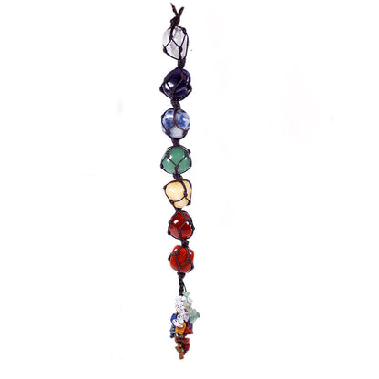 Natural 7 Chakra Healing Crystal Car Hanging Pendant With Tassel